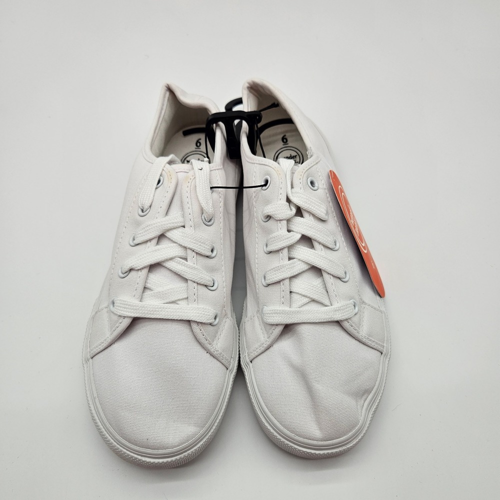 Wonder‎ Nation Kids White Canvas Lace Up Sneakers Size 6 Memory Foam